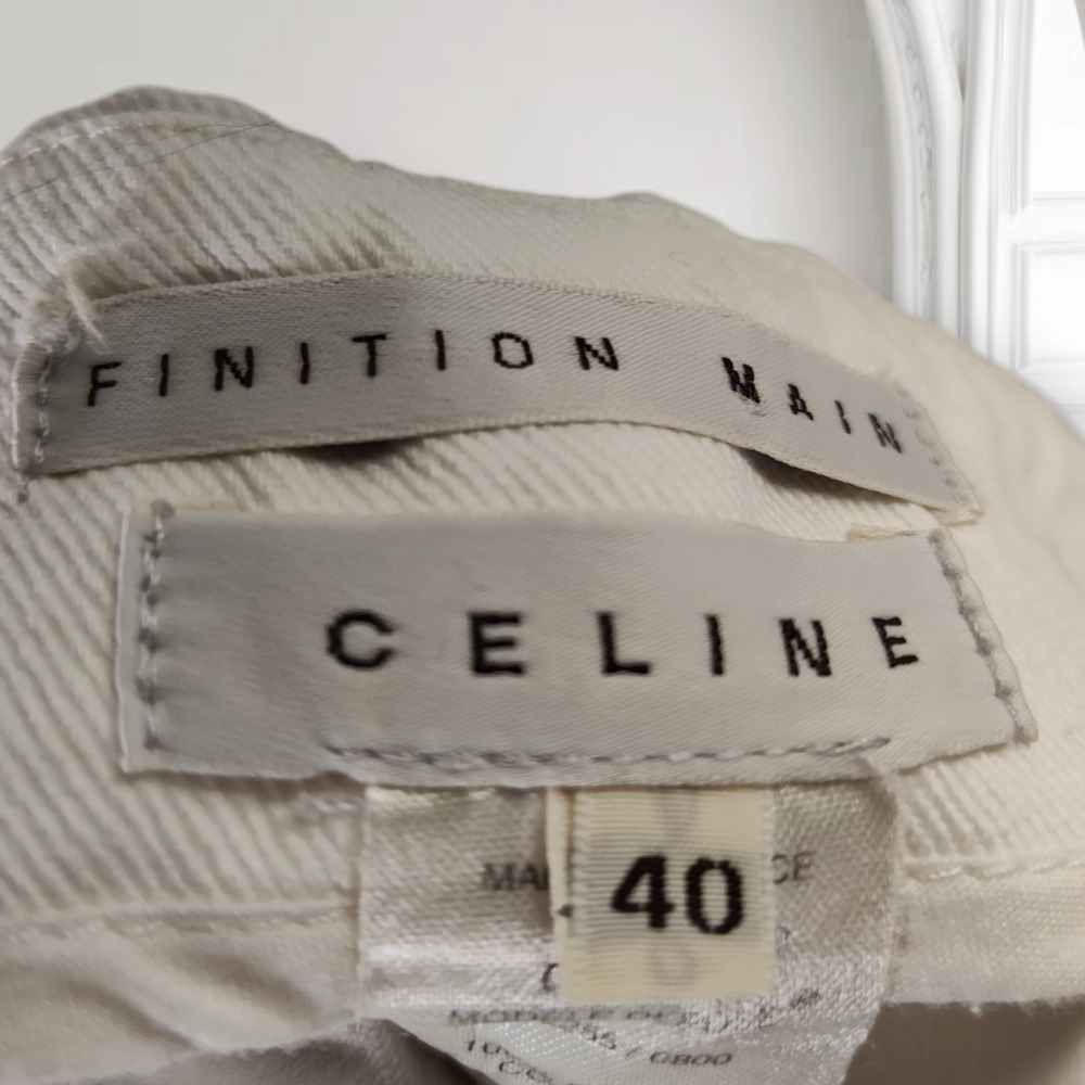 Celine 2004 Michael Kors Runway Crystal Beaded Zip White Denim Mini Skirt 40 - Picture 3 of 16